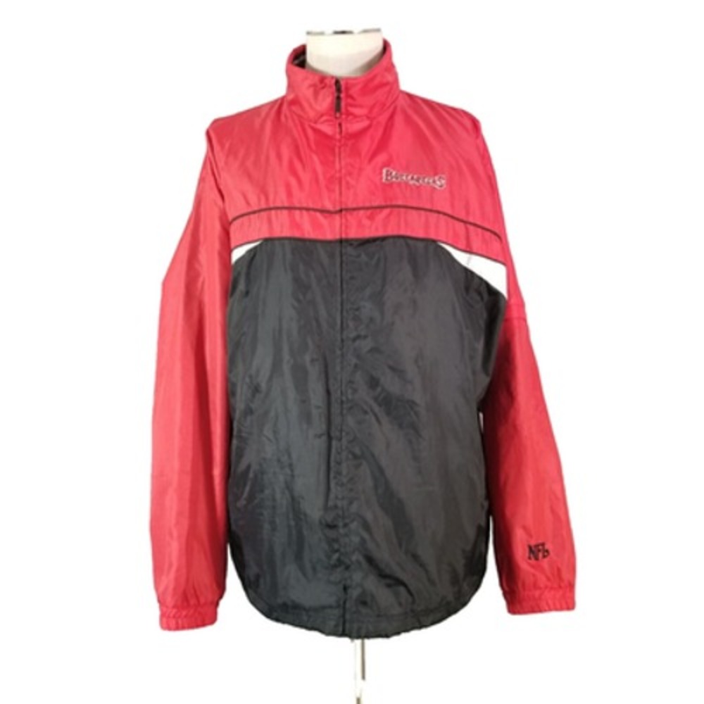 NFL Windbreaker Jacket Men XL Red Tampa Bay Buccaneers G-III Colorblock Zip Up